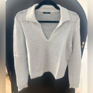Massimo Dutti Women's Alpaca Blend Knit Polo Sweater - Sky Blue, Size M